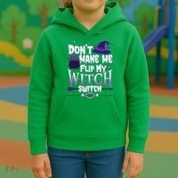 Funny Halloween Don't Make Me Flip My Witch Switch Kids Hoodie thumb 3
