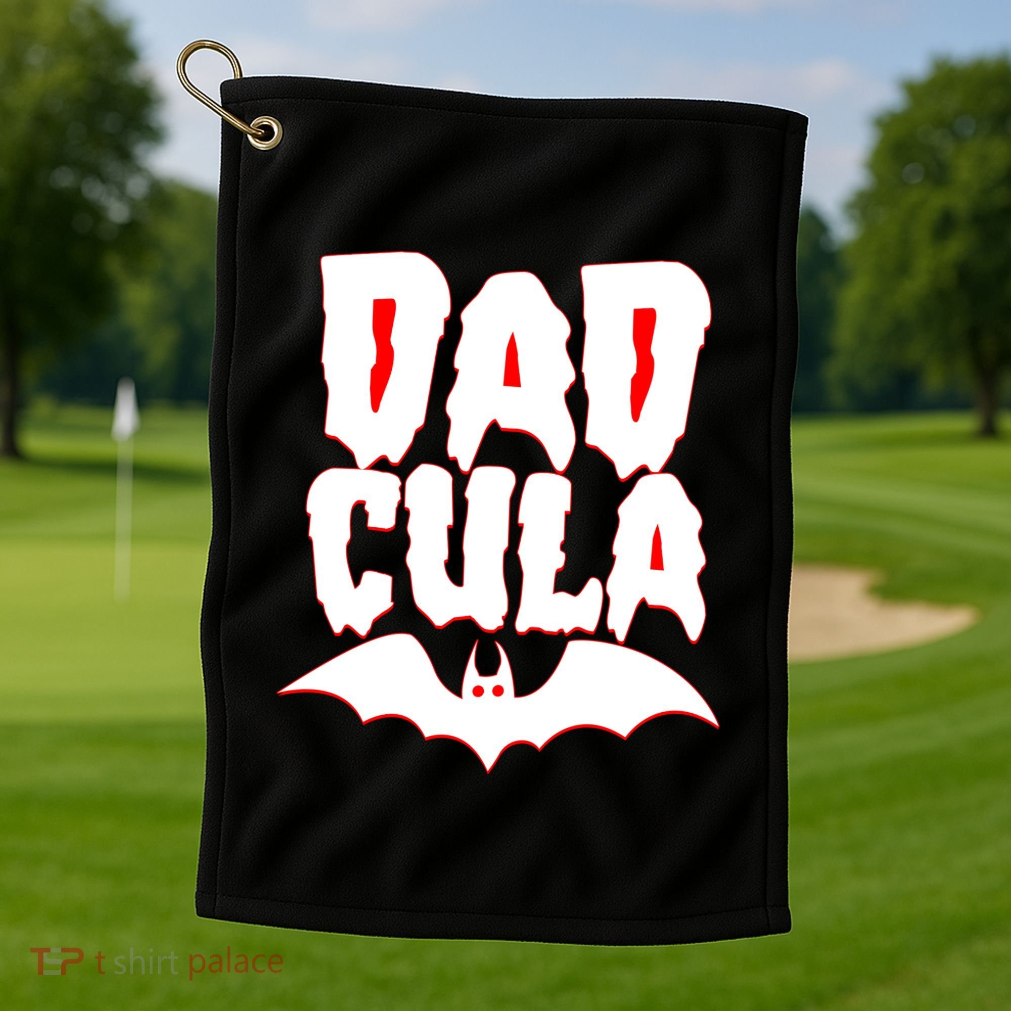 Funny Halloween Dadcula Dracula Golf Towel
