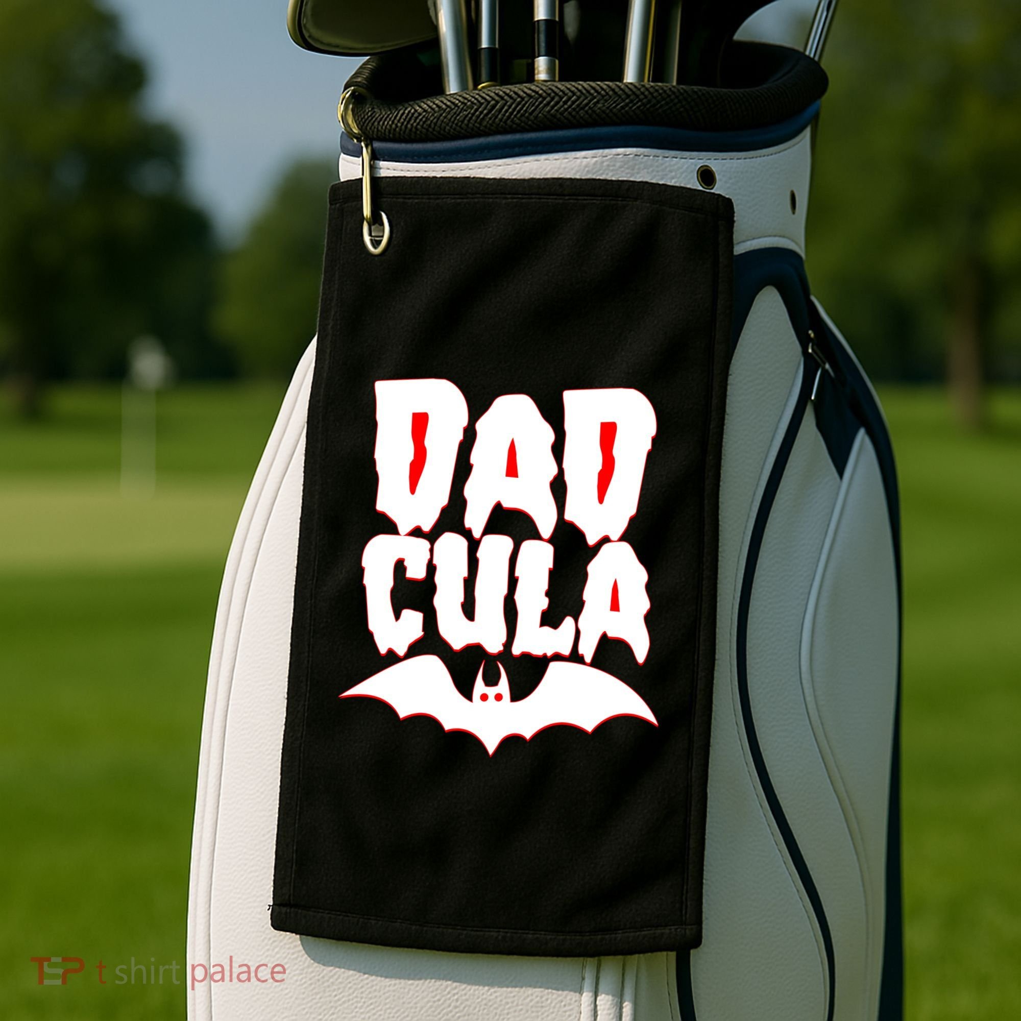 Funny Halloween Dadcula Dracula Golf Towel