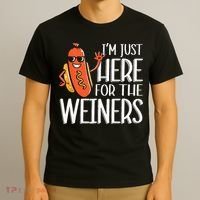 Funny Hot Dog I'm Just Here For The Wieners Sausage  T-Shirt thumb 3