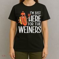 Funny Hot Dog I'm Just Here For The Wieners Sausage  T-Shirt thumb 4
