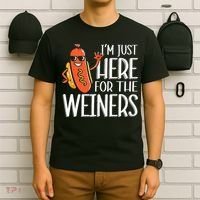 Funny Hot Dog I'm Just Here For The Wieners Sausage  T-Shirt thumb 6