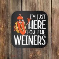 Funny Hot Dog I'm Just Here For The Wieners Sausage  Coaster thumb 0
