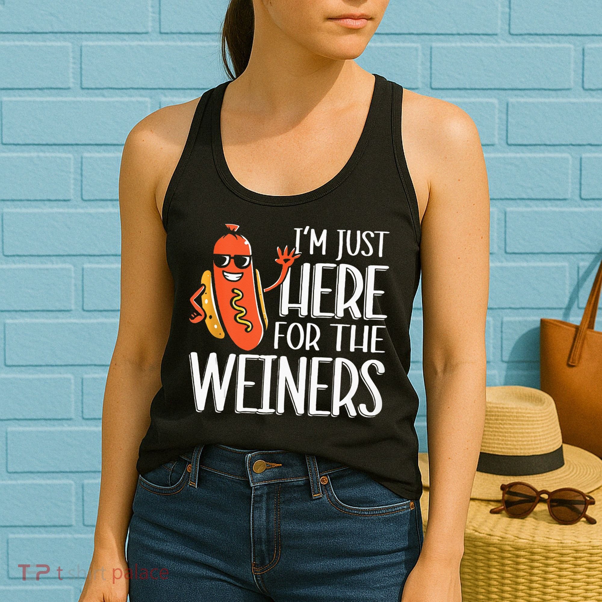 Funny Hot Dog I'm Just Here For The Wieners Sausage  Women's Tank Top