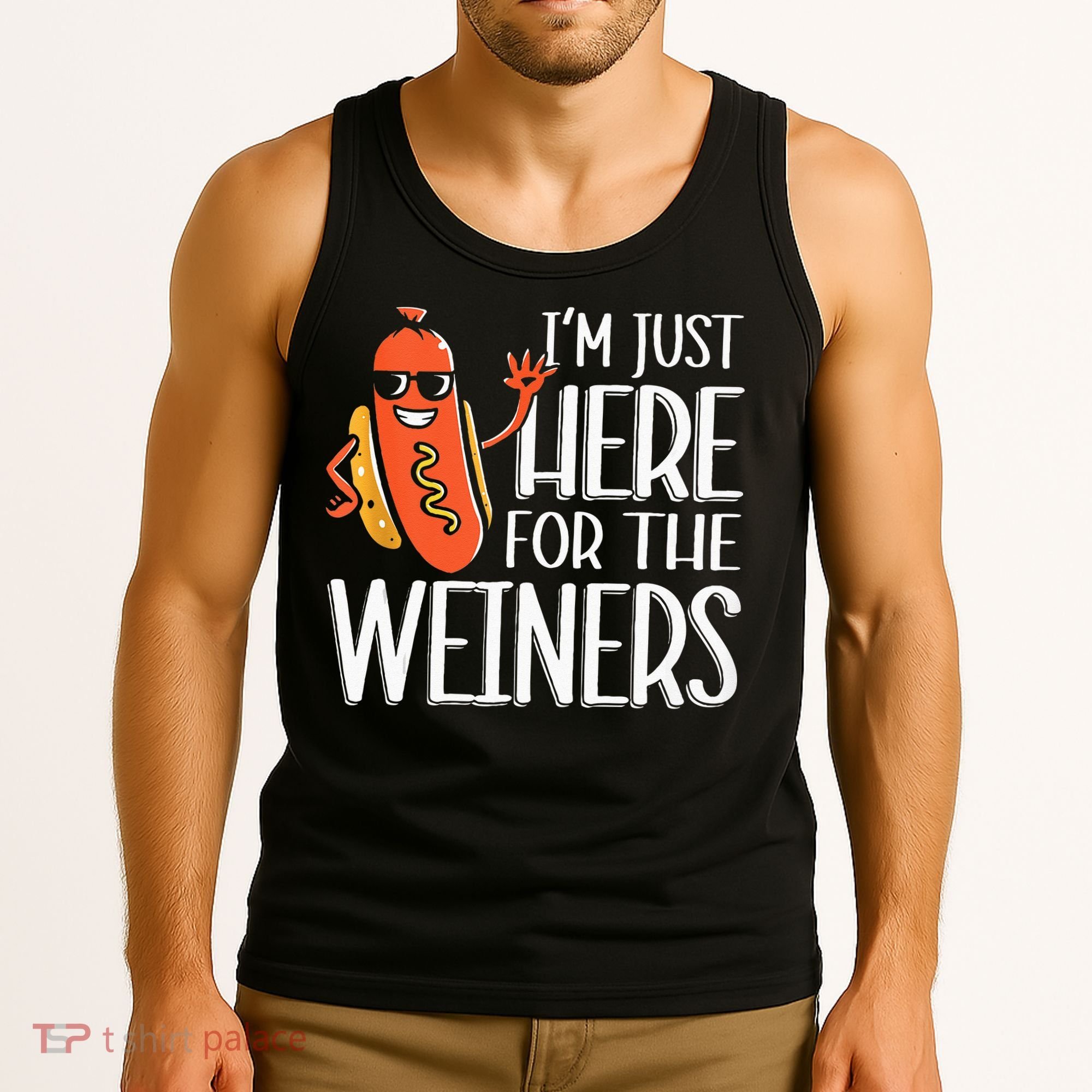 Funny Hot Dog I'm Just Here For The Wieners Sausage  Tank Top
