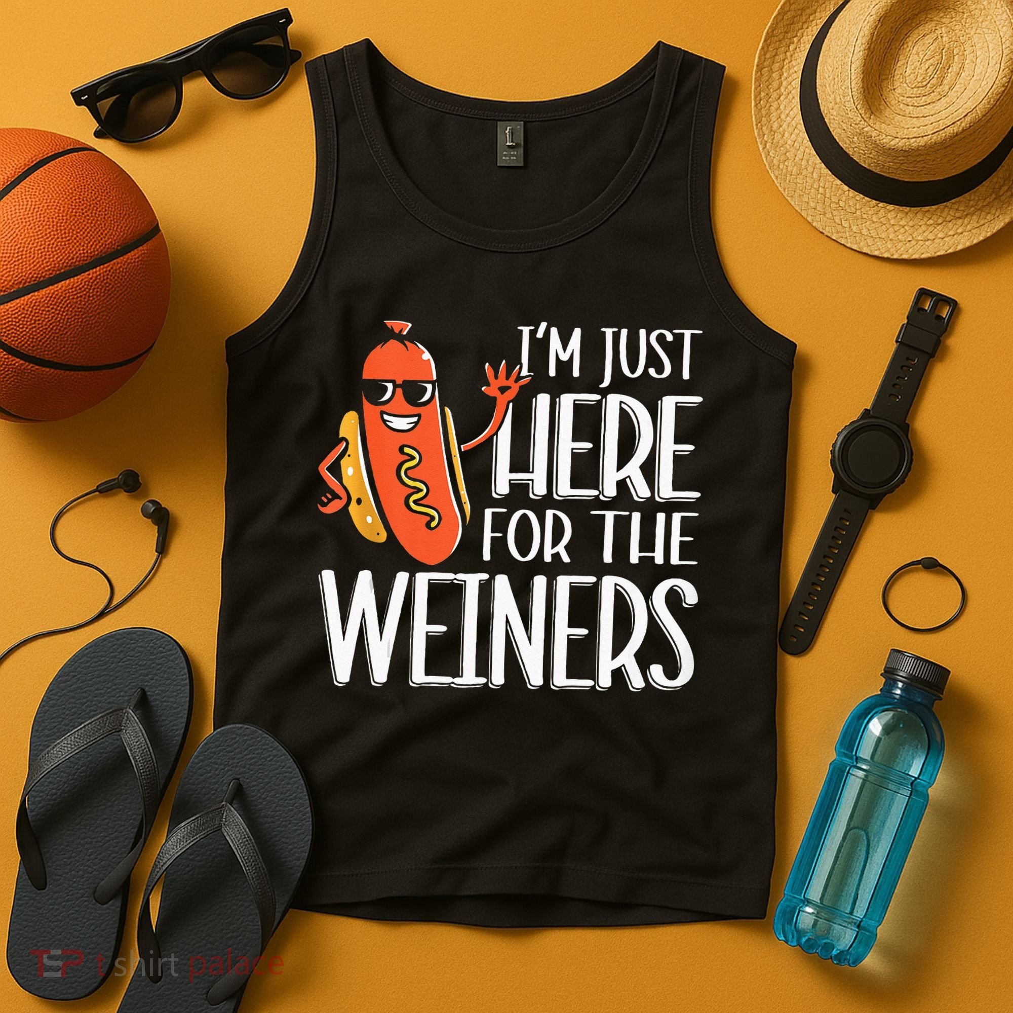 Funny Hot Dog I'm Just Here For The Wieners Sausage  Tank Top