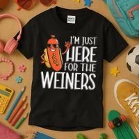 Funny Hot Dog I'm Just Here For The Wieners Sausage  Kids T-Shirt thumb 3