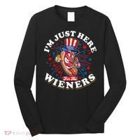 Funny Hot Dog I'm Just Here For The Wieners Sausage Lovers Long Sleeve Shirt thumb 0