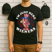 Funny Hot Dog I'm Just Here For The Wieners Sausage Lovers T-Shirt thumb 6