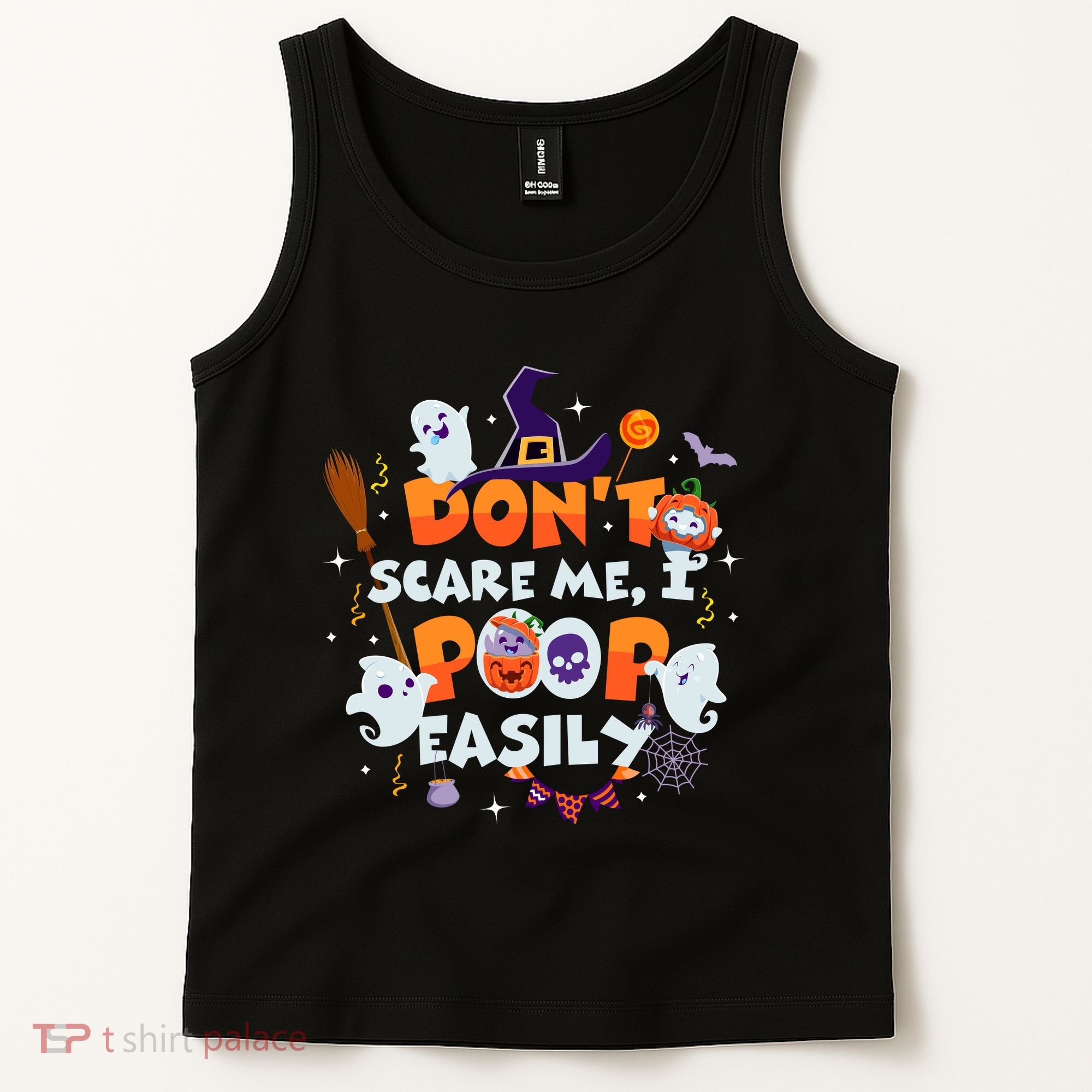 Funny Halloween Dont Scare Me I Poop Easily Tank Top