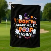 Funny Halloween Dont Scare Me I Poop Easily Golf Towel thumb 1