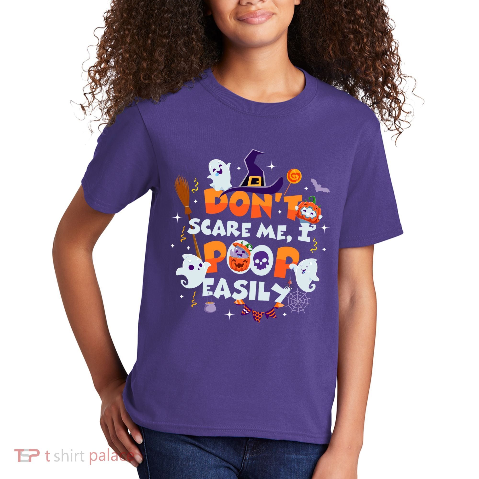 Funny Halloween Dont Scare Me I Poop Easily Kids T-Shirt