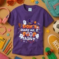 Funny Halloween Dont Scare Me I Poop Easily Kids T-Shirt thumb 3