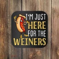 Funny Hot Dog I'm Just Here For The Wieners Sausage Coaster thumb 0