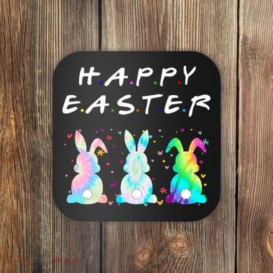 Friends Happy Easter Colorful Bunnies Coaster