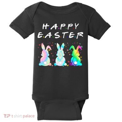 Friends Happy Easter Colorful Bunnies Baby Bodysuit
