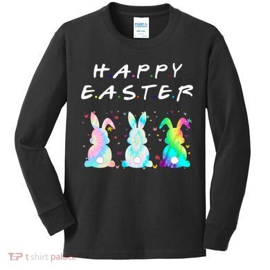Friends Happy Easter Colorful Bunnies Kids Long Sleeve Shirt