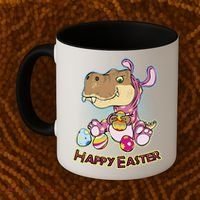 Funny Happy Easter Dinosaur Easter Bunny Costume Coffee Mug thumb 2