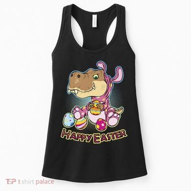 Funny Happy Easter Dinosaur Easter Bunny Costume Women's Tank Top