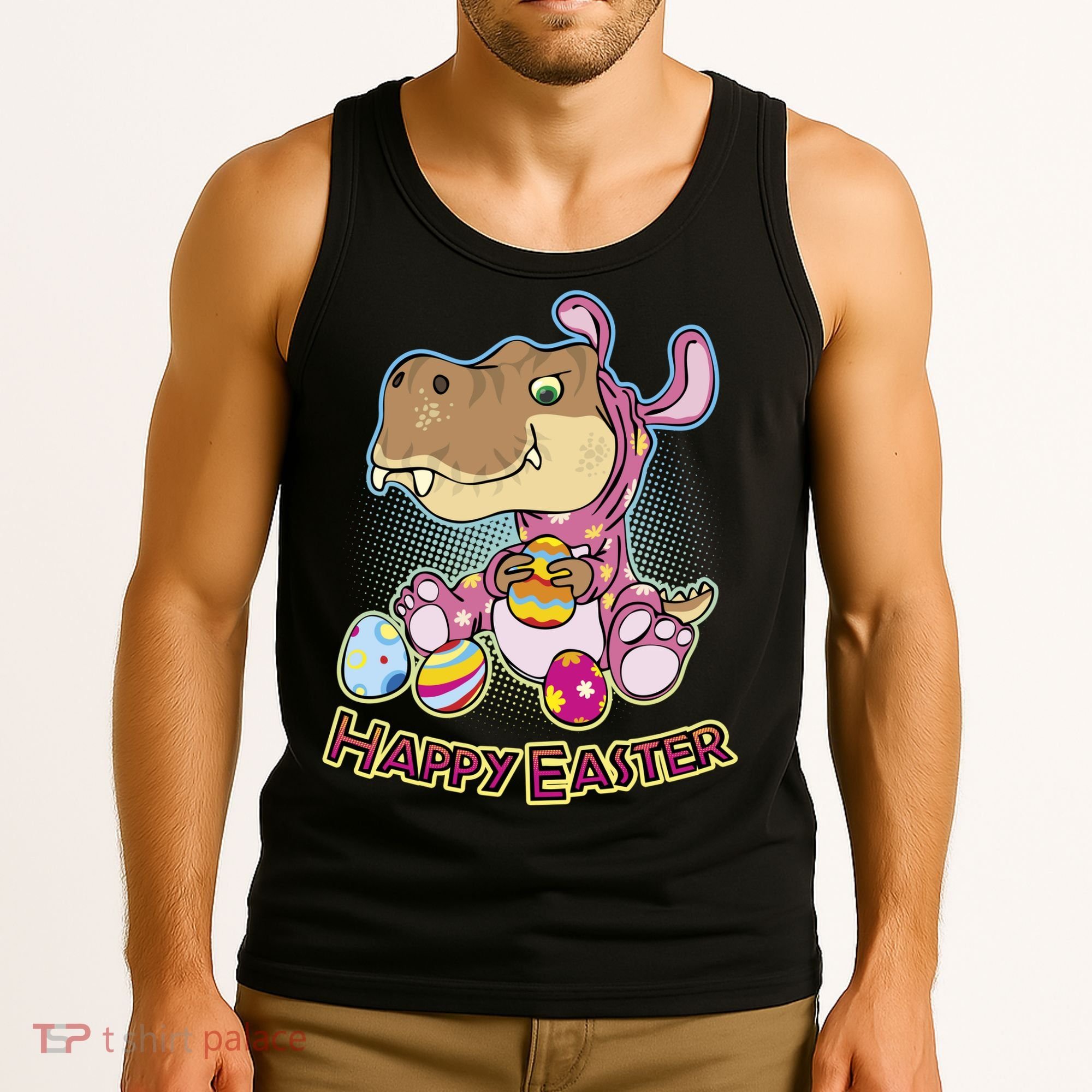 Funny Happy Easter Dinosaur Easter Bunny Costume Tank Top
