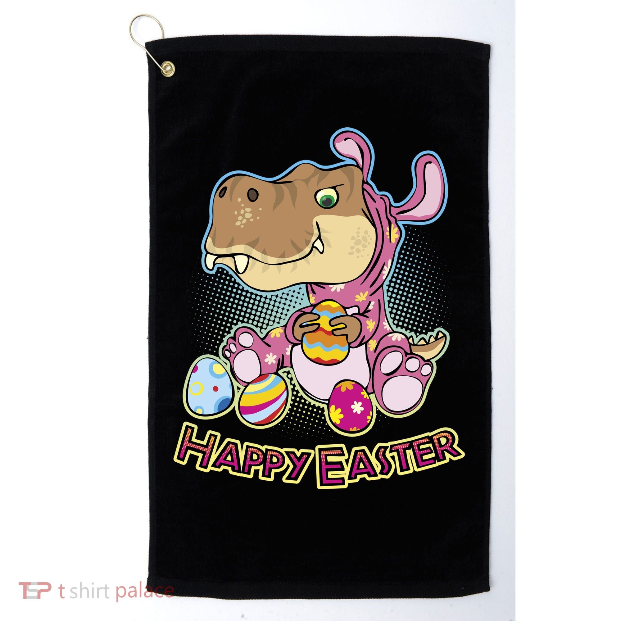 Funny Happy Easter Dinosaur Easter Bunny Costume Golf Towel