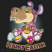 Funny Happy Easter Dinosaur Easter Bunny Costume Golf Towel thumb 3