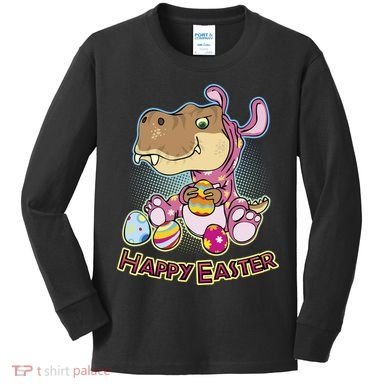 Funny Happy Easter Dinosaur Easter Bunny Costume Kids Long Sleeve Shirt