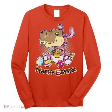 Funny Happy Easter Dinosaur Easter Bunny Costume Long Sleeve Shirt