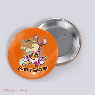 Funny Happy Easter Dinosaur Easter Bunny Costume Button