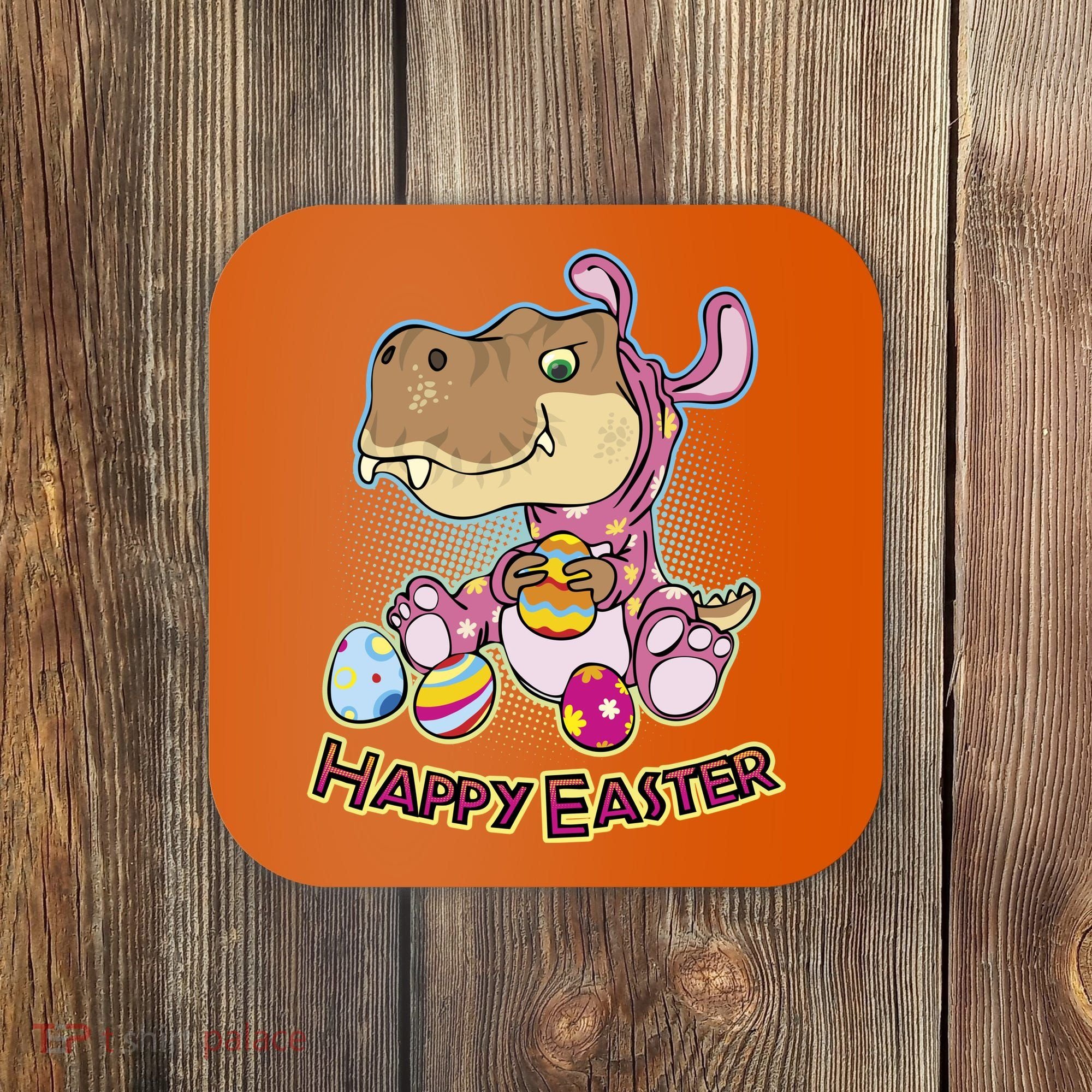 Funny Happy Easter Dinosaur Easter Bunny Costume Coaster