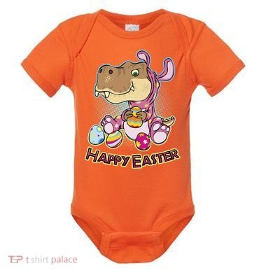 Funny Happy Easter Dinosaur Easter Bunny Costume Baby Bodysuit