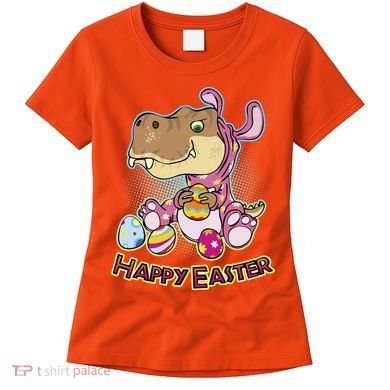 Funny Happy Easter Dinosaur Easter Bunny Costume Women's T-Shirt