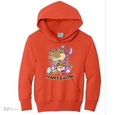 Funny Happy Easter Dinosaur Easter Bunny Costume Kids Hoodie