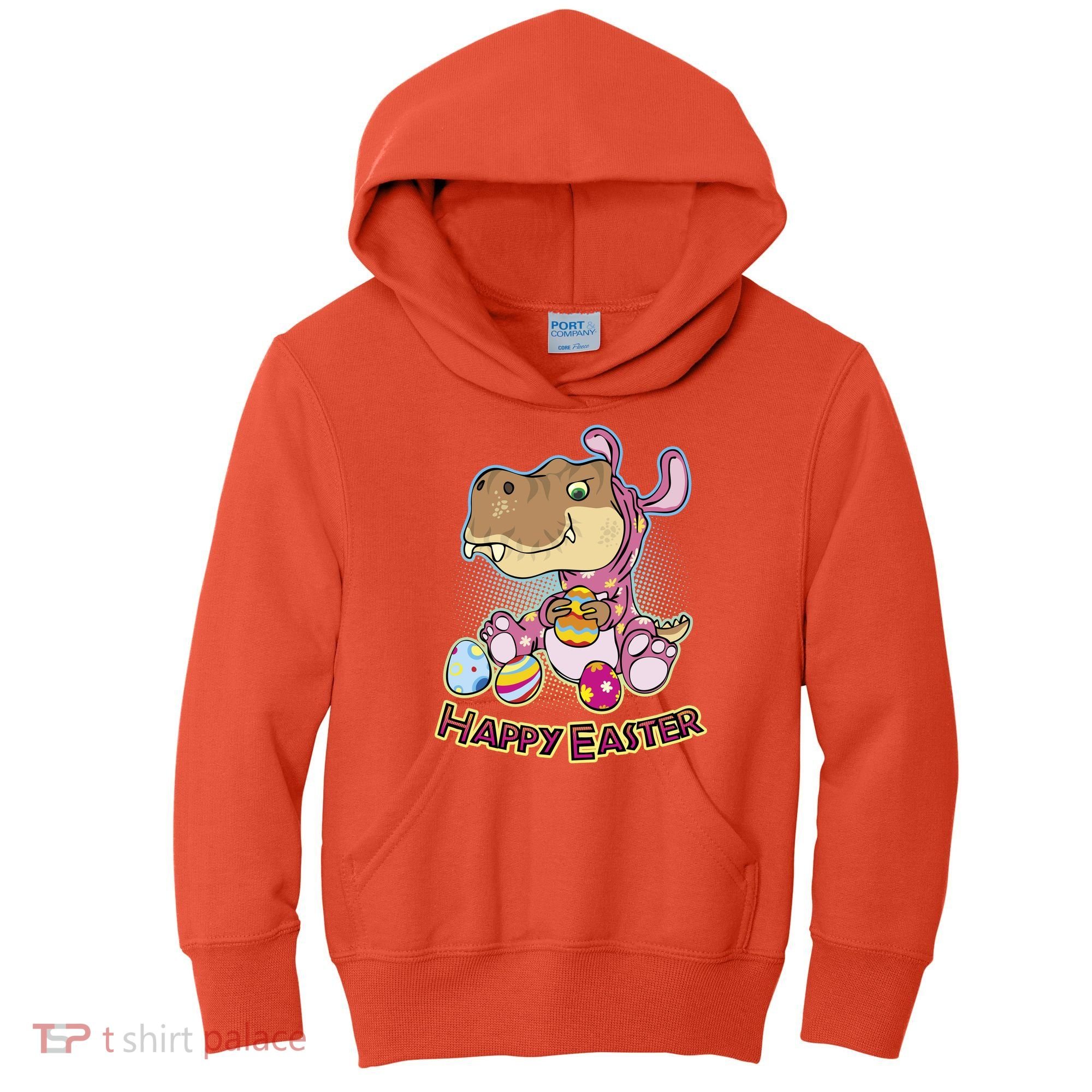 Funny Happy Easter Dinosaur Easter Bunny Costume Kids Hoodie