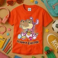 Funny Happy Easter Dinosaur Easter Bunny Costume Kids T-Shirt thumb 3