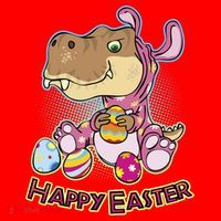 Funny Happy Easter Dinosaur Easter Bunny Costume Santa Hat thumb 1