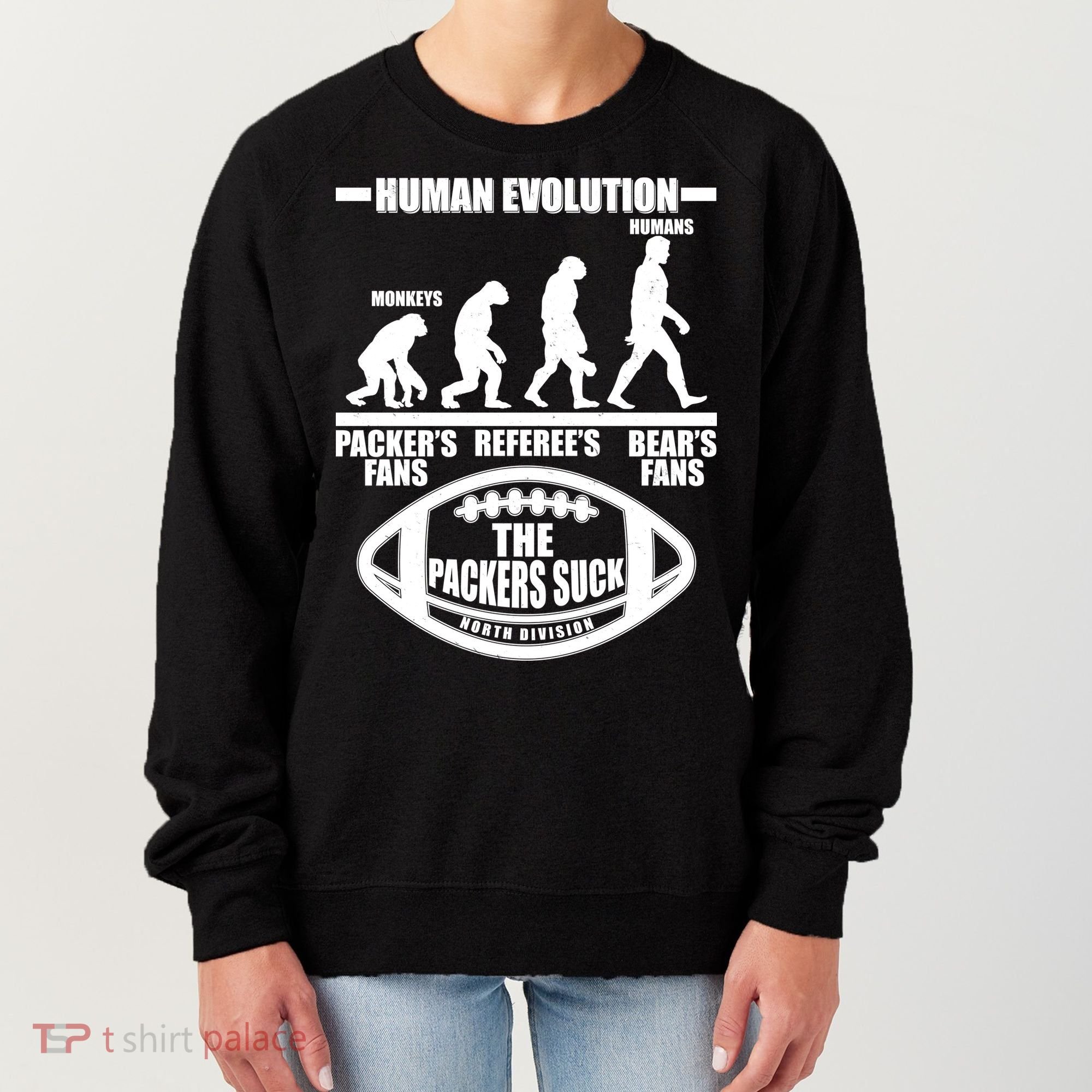 Funny Human Evolution Football Fan Women's Sweatshirt