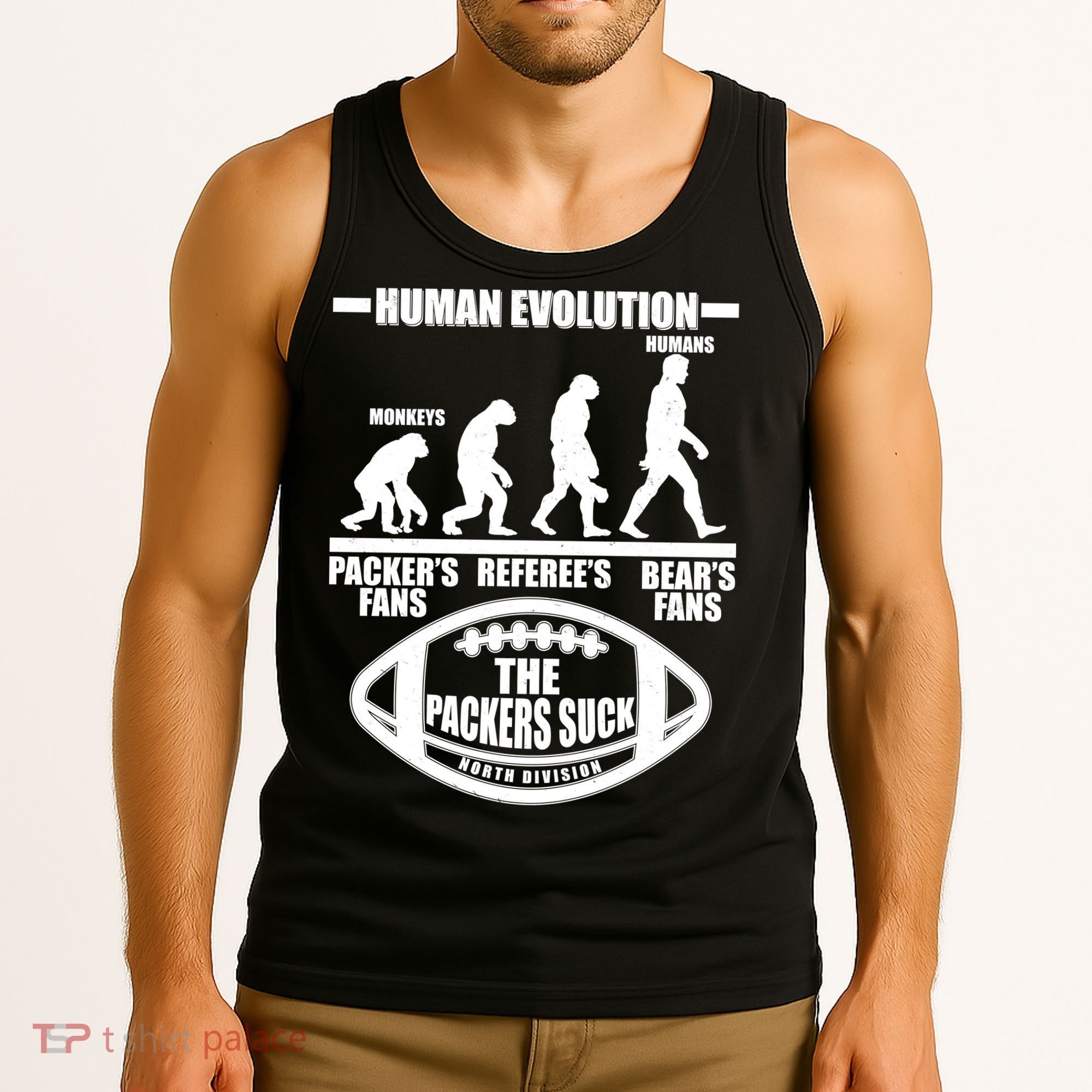Funny Human Evolution Football Fan Tank Top