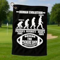 Funny Human Evolution Football Fan Golf Towel thumb 1