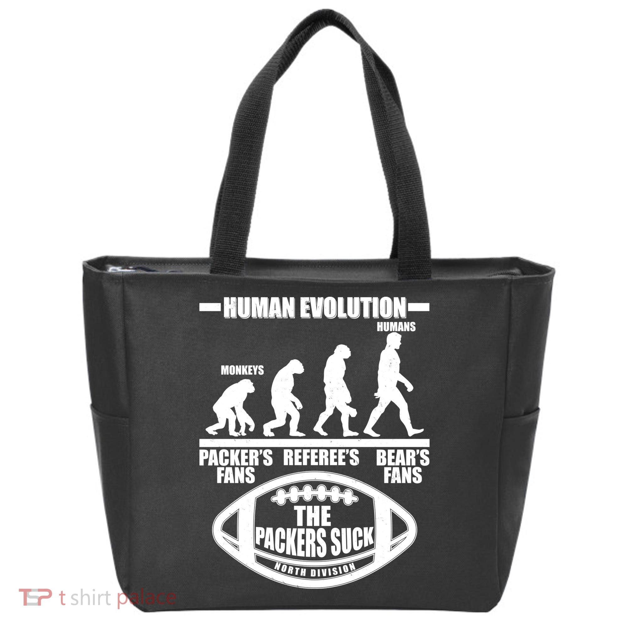 Funny Human Evolution Football Fan Tote Bag