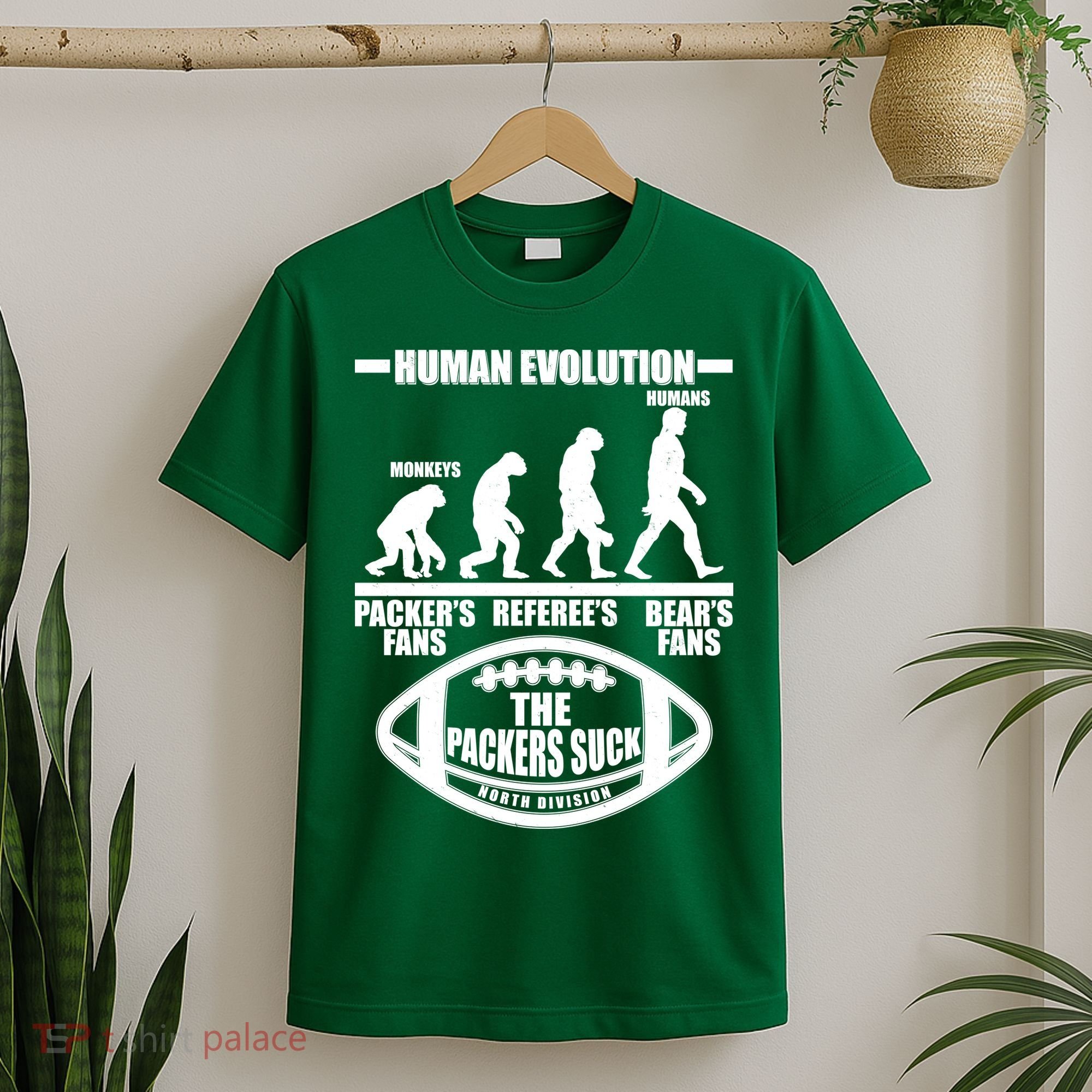 Funny Human Evolution Football Fan T-Shirt