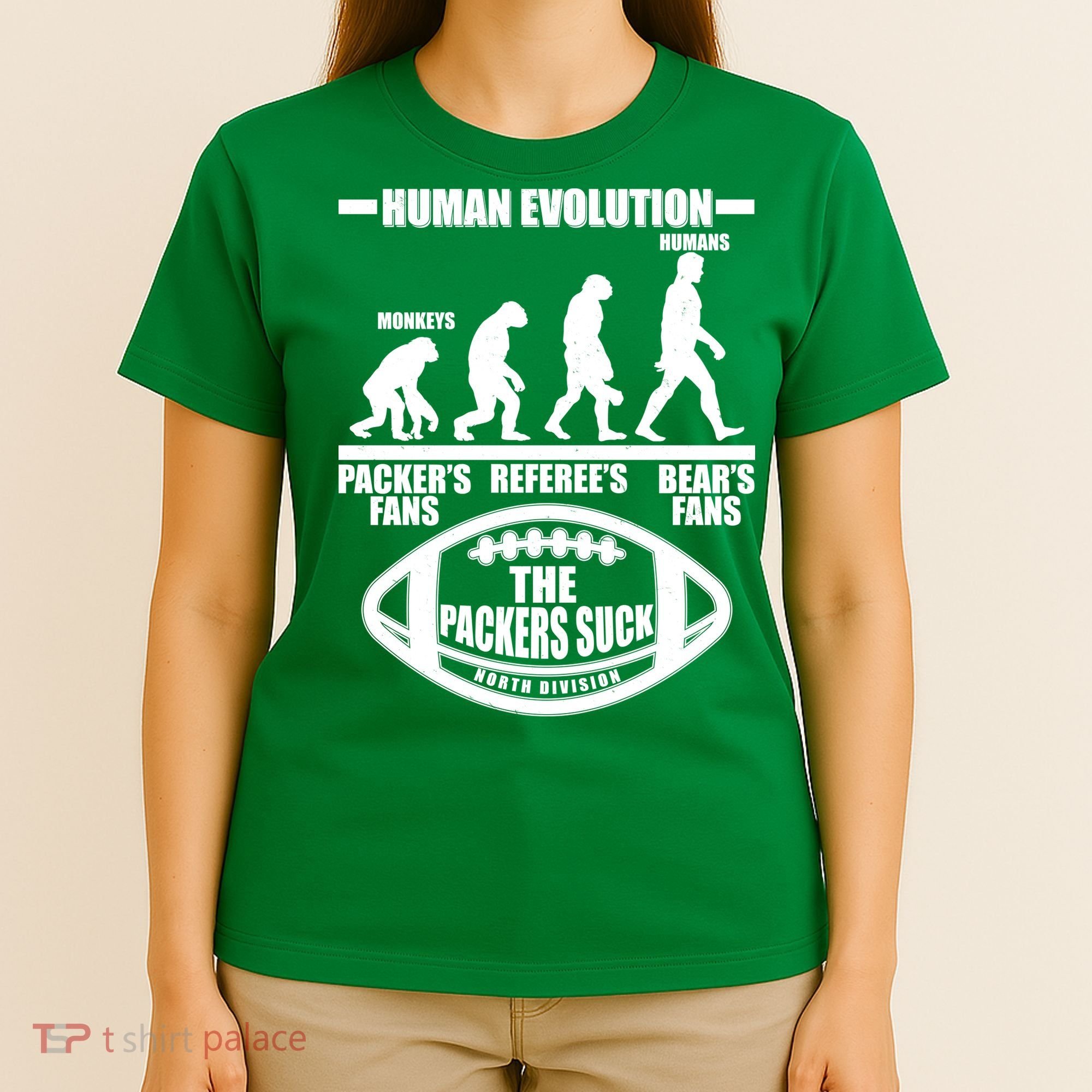 Funny Human Evolution Football Fan T-Shirt