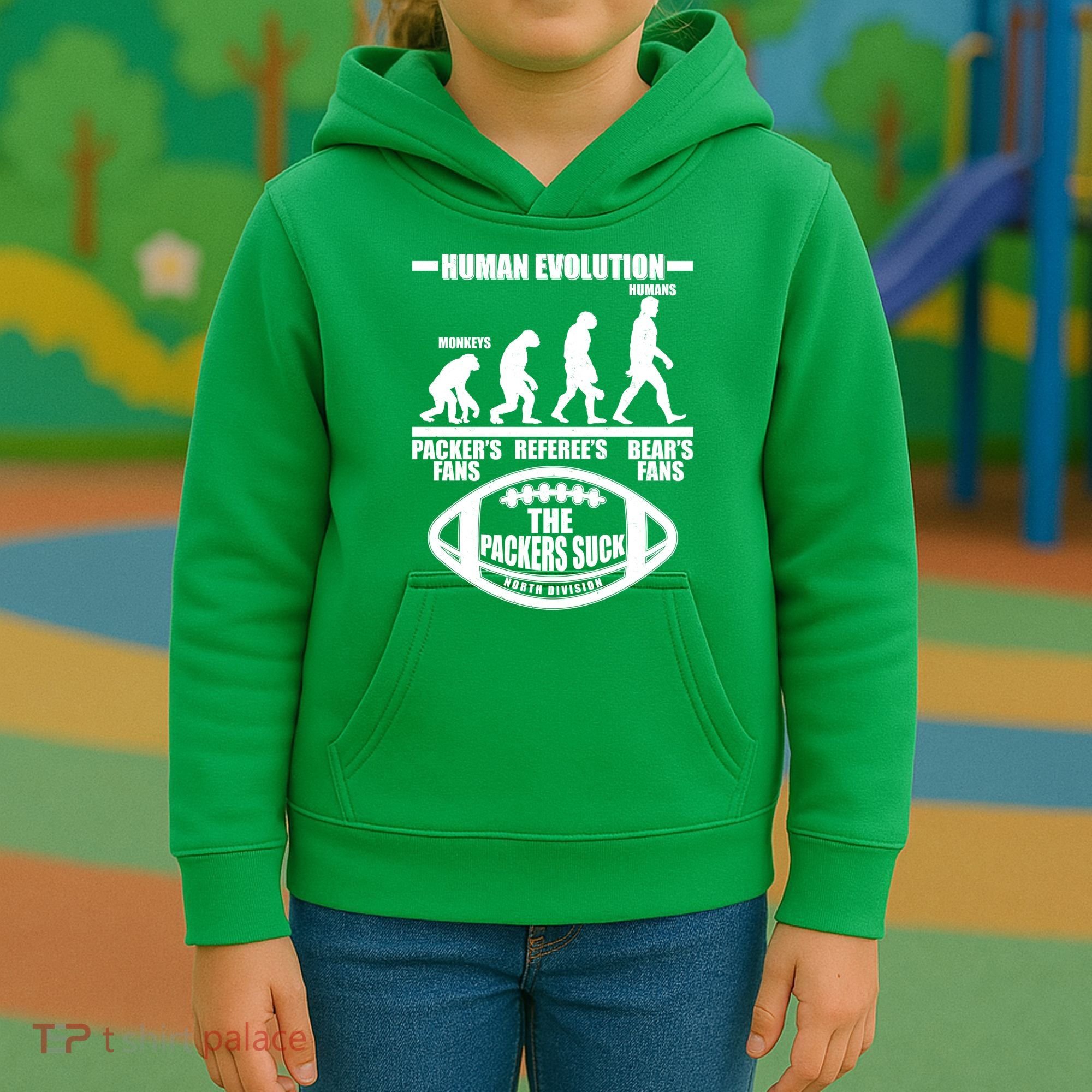 Funny Human Evolution Football Fan Kids Hoodie