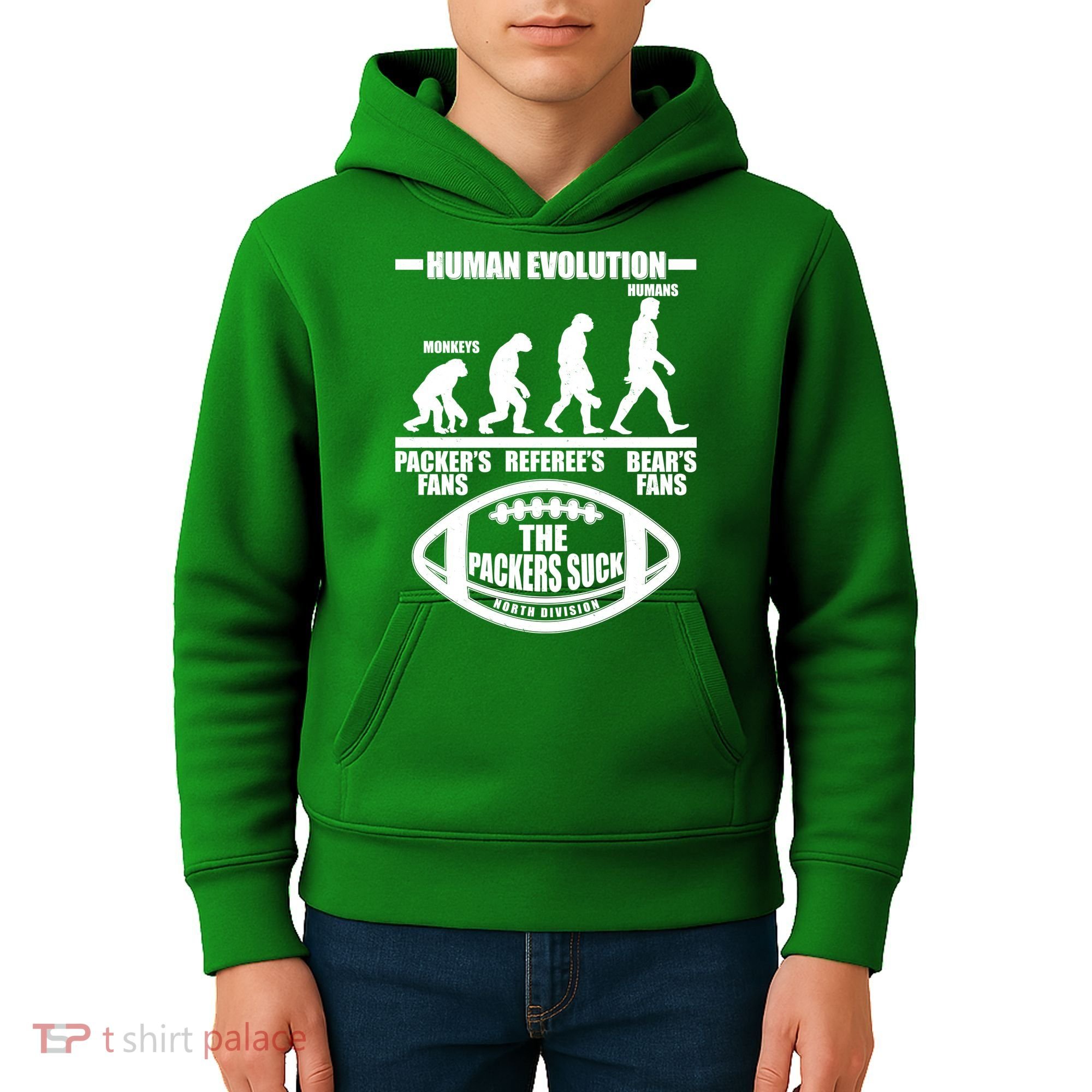 Funny Human Evolution Football Fan Kids Hoodie
