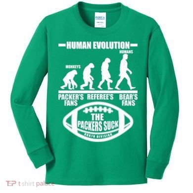 Funny Human Evolution Football Fan Kids Long Sleeve Shirt