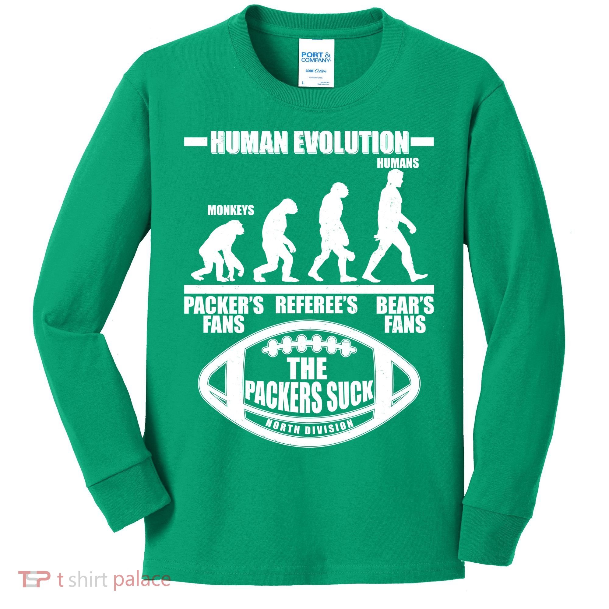 Funny Human Evolution Football Fan Kids Long Sleeve Shirt