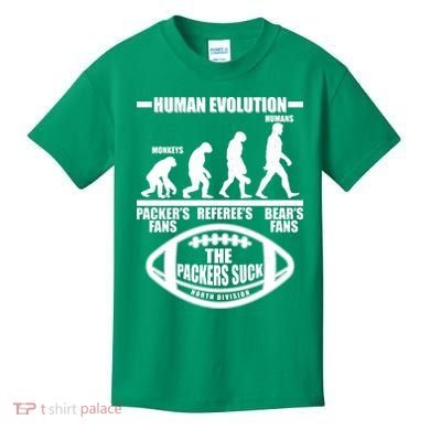 Funny Human Evolution Football Fan Kids T-Shirt