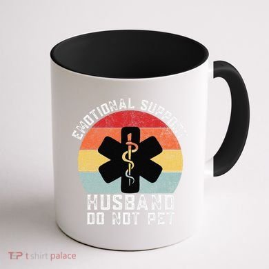 Funny Husband Emotional Support Husband Do Not Pet Coffee Mug back