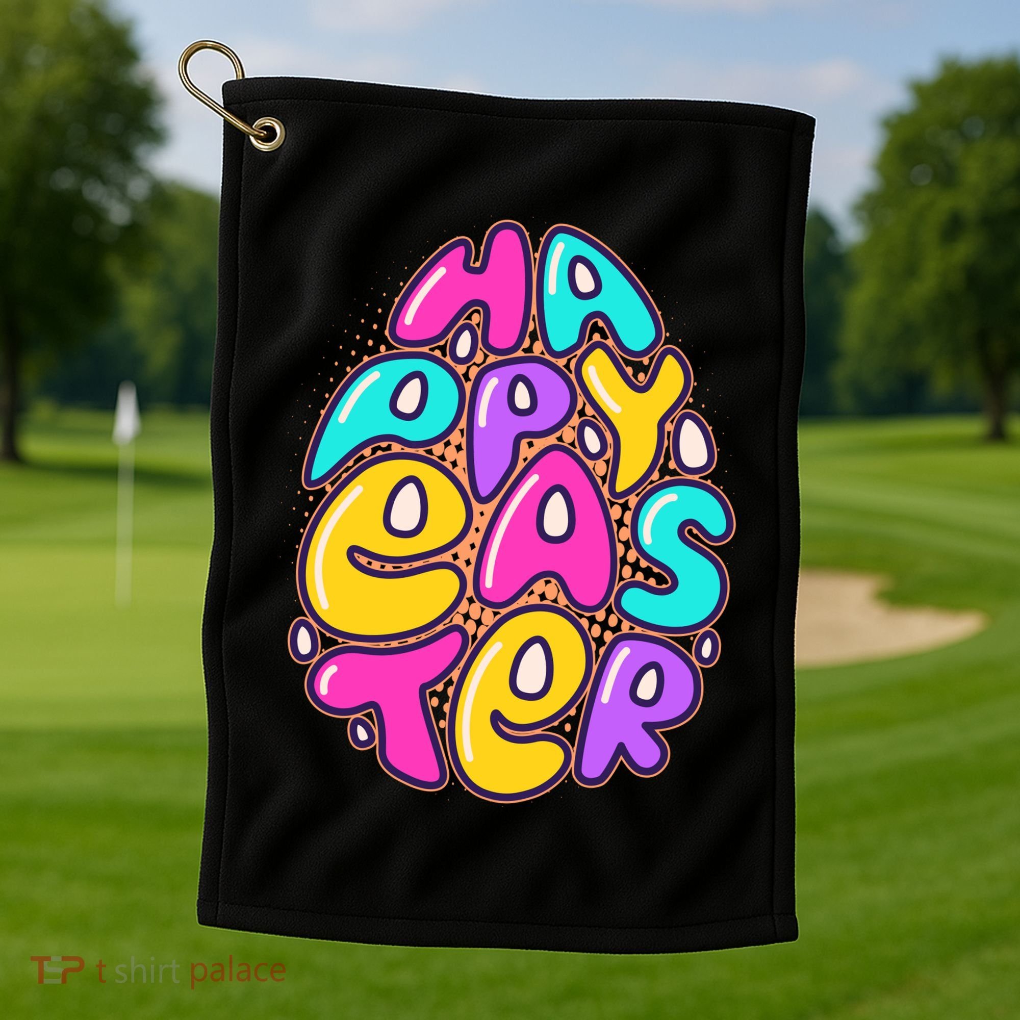 Funny Happy Easter Egg Golf Towel