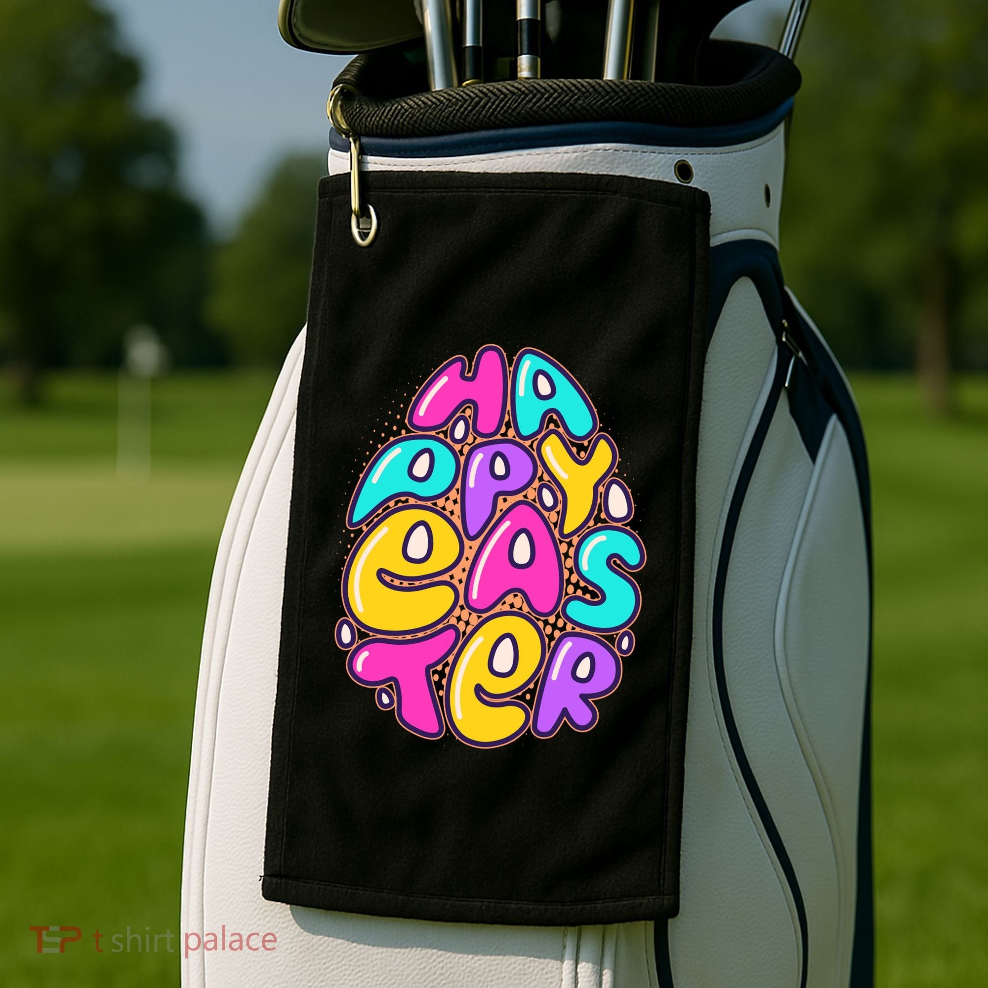 Funny Happy Easter Egg Golf Towel